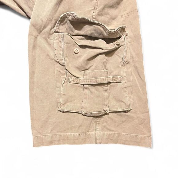 Vintage Y2K OP Ocean Pacific Cargo Brown Tan Shorts Spellout sz 33 - Picture 3 of 6